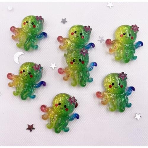 30pcs Glitter Resin Kawaii Colorful Crystal Seahorse Flatback Cabochon Scrapbook DIY Anime Accessories Figurine Decor OG814