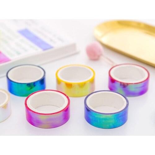 6pcs Glitter Rainbow Washi Tape Decorative Adhesive Masking Tapes DIY School Supplies Stationery