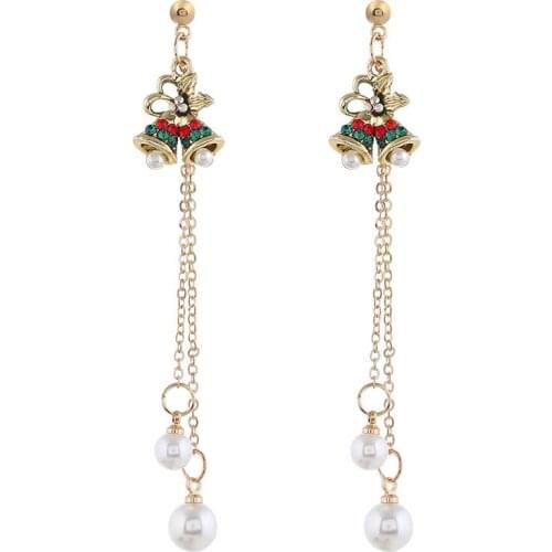 8Seasons New Fashion Women Elegant Christmas Long Drop Earrings Bell Tree Enamel Snowflake Party Gifts Earrings Jewelry,1 Pair