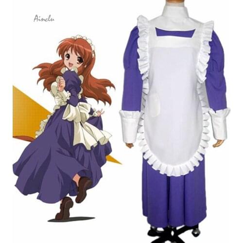 Ainclu Free Shipping The Melancholy of Haruhi Suzumiya Mikuru Asahina Blue Maid Adult Uniform Cosplay Costume For Halloween