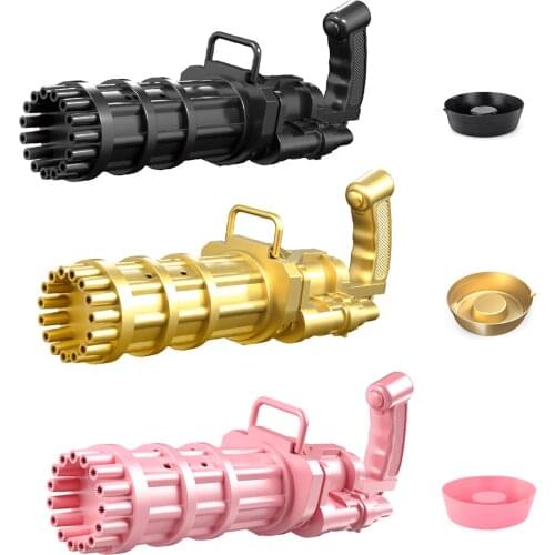 Upgrade 15 Holes Gatling Bubble Machine Automatic Bubble Gun Toy 2-in-1 Small Fan Summer Soap Water Bubble Blower Outdoor Toys