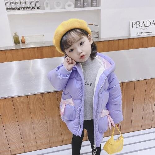 Kids Jacket Lightweight Down Jacket For Girls Winter Coat Candy Color Girls Jacket Hooded Girls Cotton Clothing Baby 2-8 Age