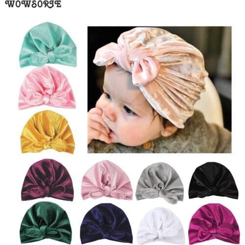 Baby caps Winter Rabbit Ears Hat Knotted Hat Newborn Velvet Hat cotton Beanie Turban Cap Bohemia Style Head Wrap Accessories