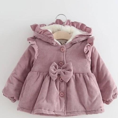 Kids Baby Girls Fashion Long Sleeve Hooded Coat Winter Warm Solid Color Coat for Baby Girls