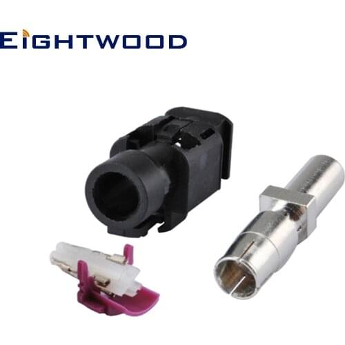 Eightwood Fakra A HSD Black Crimp Plug Male Straight RF Coaxial Connector Dacar 535 4 pole for Automotive Satellite Radio Adapte