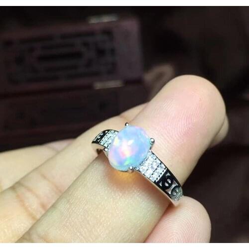 Fireworks color opal gemstone ring gem ring 925 silver fine jewelry girl ring natural gem birthday party anniversary gift hot