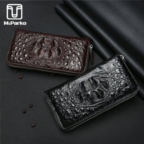 McParko Luxury wallet Genuine Crocodile leather clutch wallet men Genuine leather Wallet Alligator Skin Long zipper phone purse