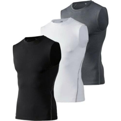 3pcs Mens Sports Tank Top Vest Bodybuilding Sleeveless Shirts Fitness Running Jogger Football Basketball Compression Base Layer