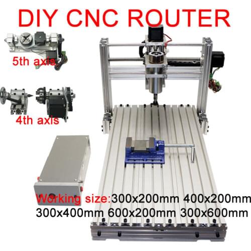 DIY 3060 3040 Mini CNC Router Frame Kit Metal Wood Router Lathe Engraving-Machine Spindle Power 400W 4 Axis 5 Axis for Carving