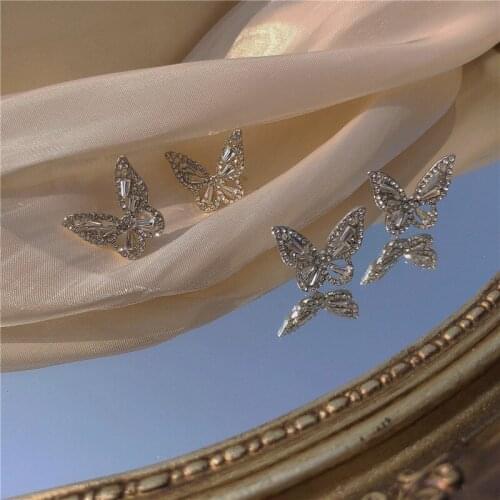 Fashion S925 Butterfly eEarrings Tretro Hong Kong Sstyle Earrings Female Tide Birthday Party Accessories