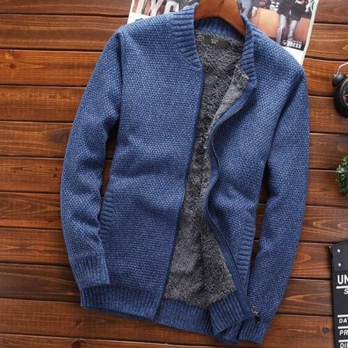 Winter thermal sweater outerwear for men 2020 new tidal current male solid color personalized zipper cardigan sweater M45