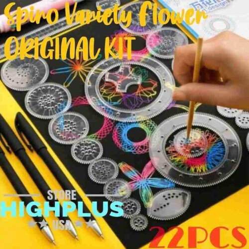 22Pcs Spirograph Drawing Toys Set Interlocking Gears & Wheels Geometric Ruler Drawing Accessories Creative Educational Kids Toy