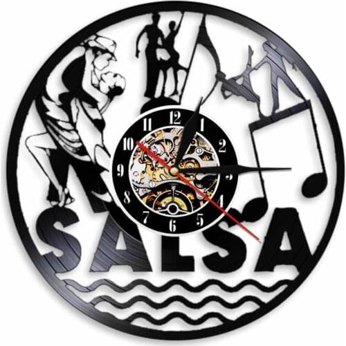 Salsa Dancers Inspired Vinyl Record Wall Clock Latin American Dance Music Retro CD Disc Wall Clock Dancing Wall art Home Decor