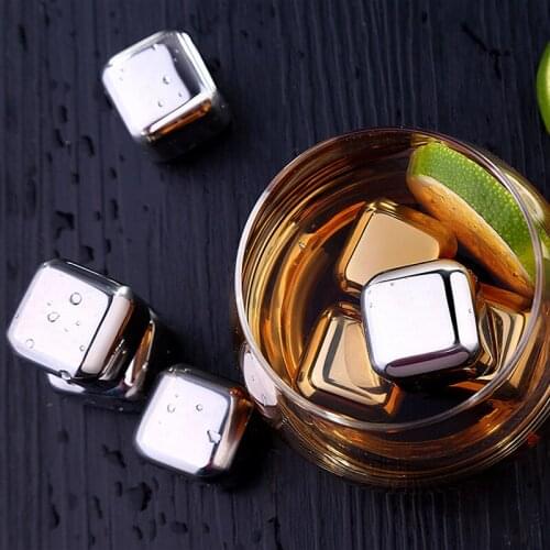 Stainless Steel Chilling Reusable Ice Cubes Cooler Stone for Whiskey Vodka Quick Freezing Wine Beer Cooler Liquor Cooling Rocks