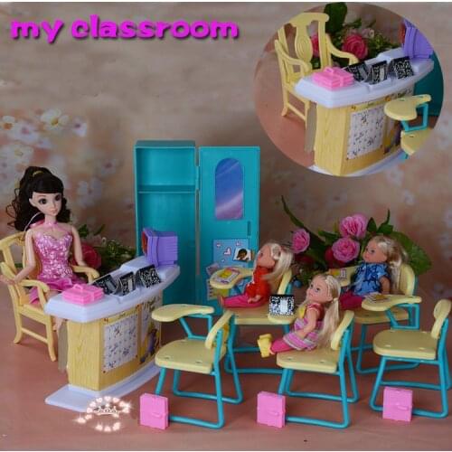 Original for barbie kindergarten classroom teacher 1/6 bjd doll dream house furniture accessories muñecas casa toy gift