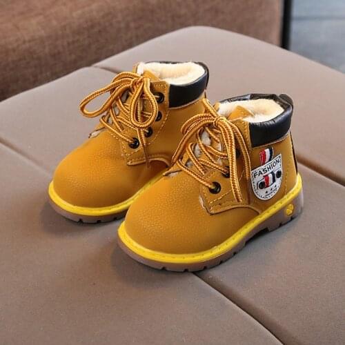 Autumn Winter Children Boots Girls British Style Ankle Boots Rubber Sole Boys Martin Boots Baby Warm Shoes For Kids Shoes 21-30