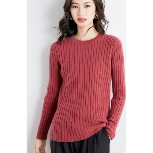 Autumn and Winter Clothing New Womens Round Neck Woolen Sweater Korean Loose Pullover Short Pure Wool Base Coat 62111