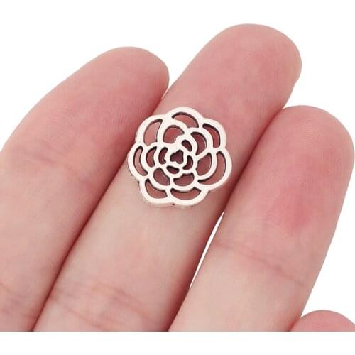 50 x Tibetan Silver Plated Hollow Flower Charms Pendants for Bracelet Necklace Jewelry Making Accessories 16x16mm