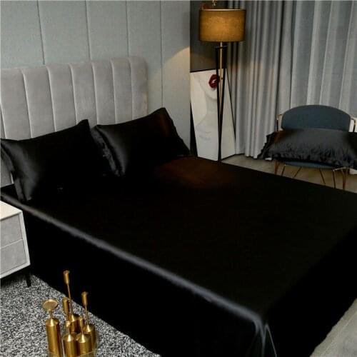 Machine washable Cool Ice Silk Fitted Sheet In Summer, Simple Soild, Light Luxury And High-Grade Sheet soft Comfortable