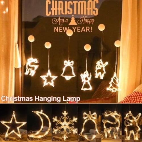 Christmas Fairy Lights Holiday Window Decor LED Sucker Xmas Garland Home Decor Lamps Christmas Ornaments