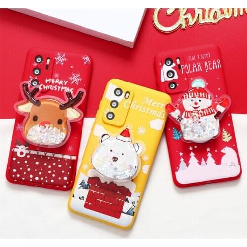 Christmas Quicksand Stand Case For Huawei Honor 10i 20i 8A 8X 9 9A 9C 9S 9X 20 Pro 10 30 Lite Y5P Y6P Y8P Y8S Y6 Y7 Y9 2019 Case