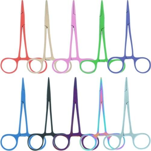 12.5 cm Pets Straight Curved Bent-nose Locking Elbow Scissors Pliers Stainless Steel Dogs Hemostatic Forceps Clamp Pliers C0001A