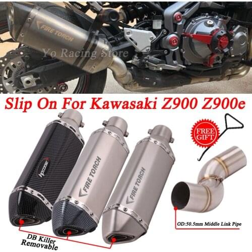 Slip On For Kawasaki Z900 Z900E 2020-2021 Years Motorcycle Exhaust Escape Modified Moto Echappement Middle Link Pipe 51mm
