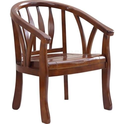 Solid Wood Chair Backrest Chair Modern Chinese Style Single Chair Bedroom Balcony Chair Hotel Chair Old Chair Round Chair