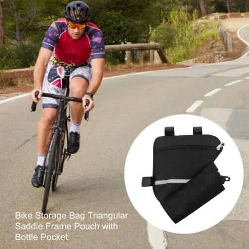 Bike Storage Bag Triangular Saddle Frame Pouch With Bottle Pocket Bicycle Lower Pipe Bag Cycling Front Beam Bag Riding Bag