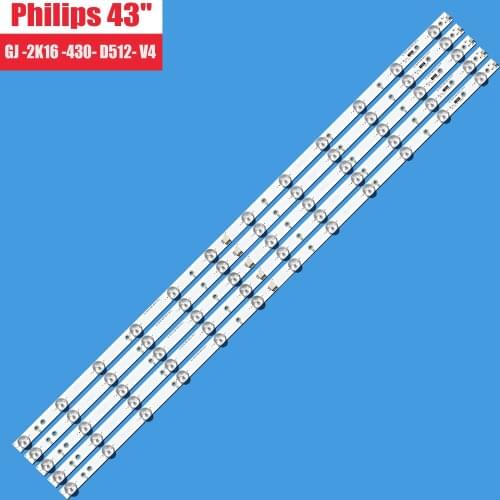 100% New 5pcs/Kit LED strips for PHI LIPS 43 TV 43PUS7202 43PUH6101 43PUS6551 43PUS6401 12 TPT430H3 DQYSHA G GJ 2K16 430 D512 V4