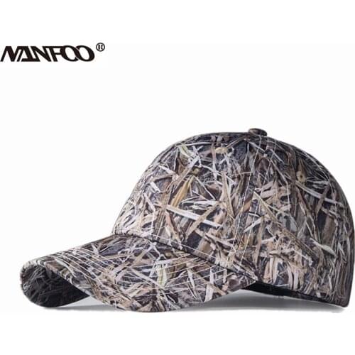 Outdoor Waterproof Boinic Camouflage Hunting Hat Sunshade Reed Bulrush Camo Fishing Hat Hiking Breathable Peaked Cap Cotton Hat