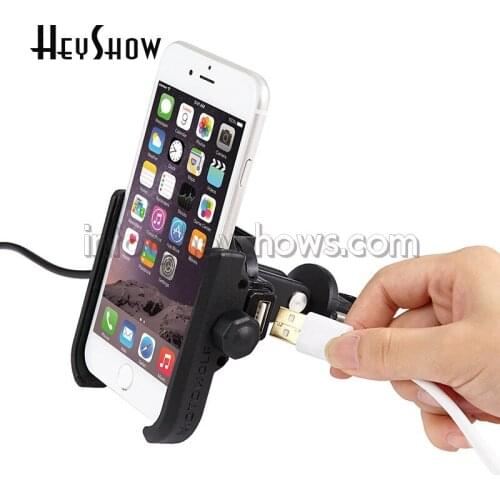 Chargable Aluminum Alloy Motorcycle Handlebar Holder For 4-6 Inch Phone Support GPS Bike/Moto Rearview Mirror Phone Stand Holder