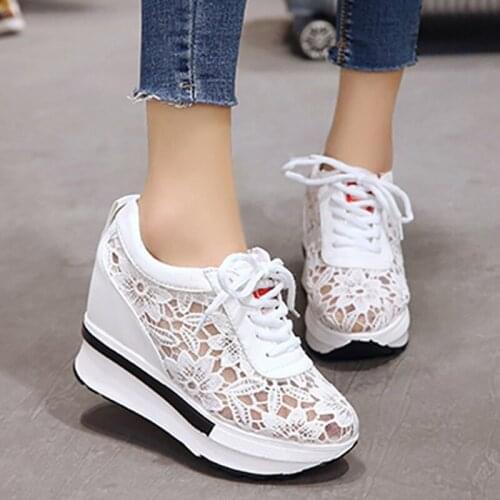 Summer Shoes Womens Platform Sneakers New Lace Breathable Footwear Comzy Anti-slip Wedges Women Shoes Casual Vulcanized Shoes