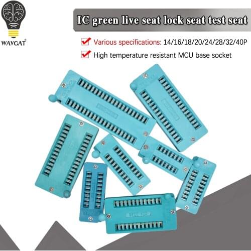 1pcs/lot 14 16 18 20 24 28 32 40 P Pin 2.54 MM Green DIP Universal ZIF IC Socket Test Solder Type IC lock seat zif socket