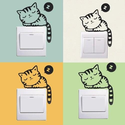 1PCS DIY Cute Cat Animal Switch Stickers PVC Wall Stickers for Kids Decal Home Posters Cafe Decoration Bedroom Living Room 2020