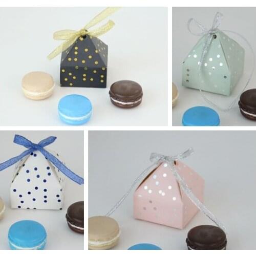 100 Pieces/Lot Creative Paper gift box with Gold stamping For Wedding and Party decoration box Packing and cake box silver dot