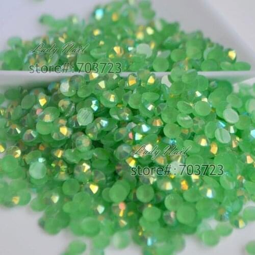 1000 pcs 3mm SS12 AB Milk Jelly Color Resin Rhinestone Acrylic Flatback DIY Nail Art Decoration Beads Green AB J14