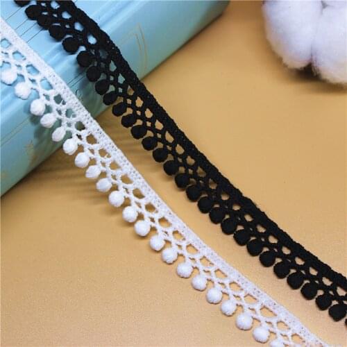15Yards/Lot Milk silk Lace Ribbon Pom Pom Tassel Pompoms Trim Ball accessories embroidery water soluble lace tassel ribbon
