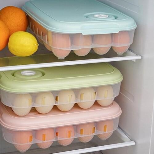 20 Grids Compartment Refrigerator Eggs Box Fresh-keeping Storage Box Eggs Rack Egg Tray Holder Container with Lid Kitchen Gadget