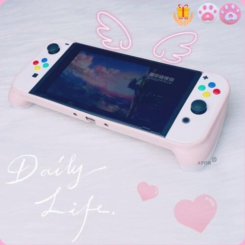 2021 New for Nintendos Switch Console JoyCon One-piece GripCase Protective Shell with Replaceable Grips Cover Case