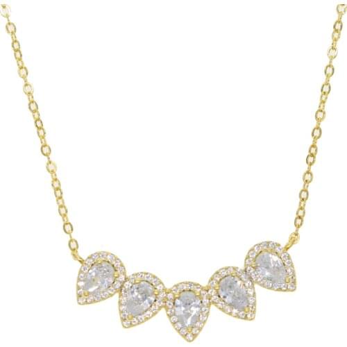 2021 Exaggerate Fashion Bohemian Hot Summer Water Drop Pendant Necklace With Pave Clear CZ Delicate Choker For Lovely Girl Women