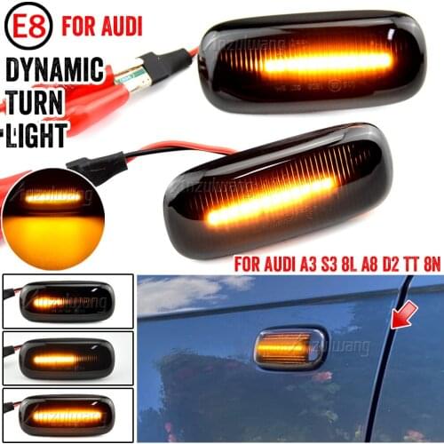 2X LED Dynamic Side Marker Turn Signal Lights Indicator Lamps For Audi A3 S3 8L 2000-2003 A8 D2 1999-2002 TT 8N 2000-2006