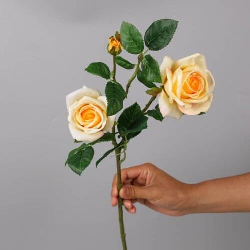 3 Head Rose Flower Artificial Wedding Decoration Silk Rose Bouquet for Home Decor House Plant