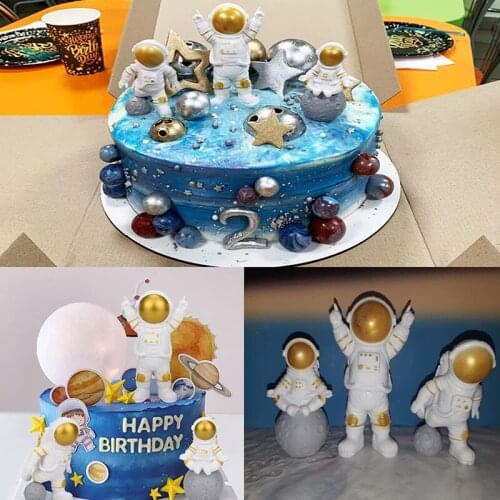3pcs/set Space Astronaut Boy Birthday Party Decorations Kids Cake Decorations Dessert Table Decor Baby Shower Diy Party Decor