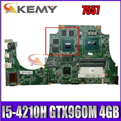 Akemy Brand NEW FOR Dell Inspiron 7557 Motherboard I5-4210H GTX960M 4GB KHF04 DA0AM9MB8D0 CN-0WTDX5 WTDX5 mainboard 100% tested