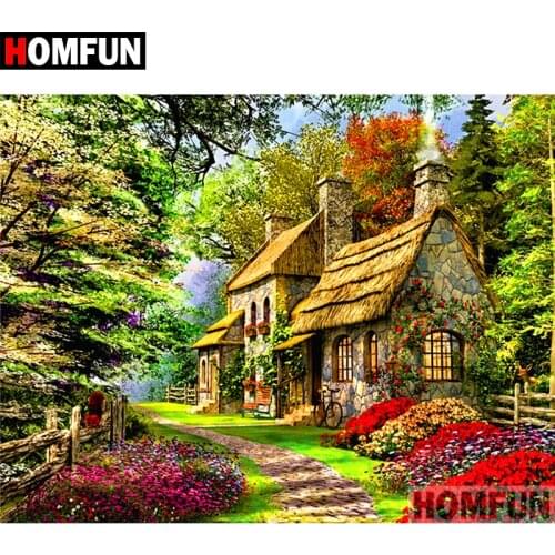 HOMFUN 5D DIY Diamond Painting Full Square/Round Drill "House scenery" 3D Embroidery Cross Stitch gift Home Decor A02178