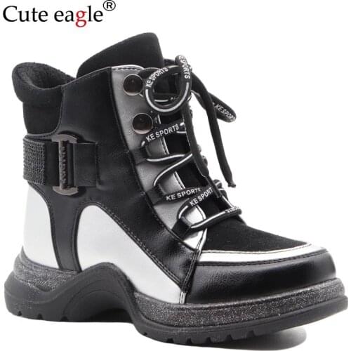 2020 Shoes Fashion Black and White Girls' Boots Suitable For 5-10 Years Old Winter New Product Keep Warmwaterproof Non-slip27-32