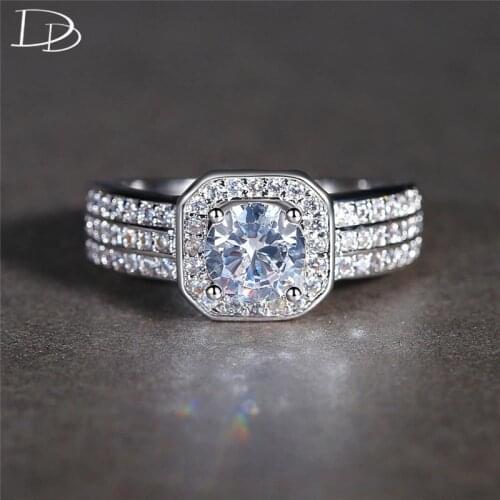 DODO Popular Unisex Style Ring White Gold Color High Quality AAA Zircon Rings For Women Cool Square Design Fashion Jewelry R408