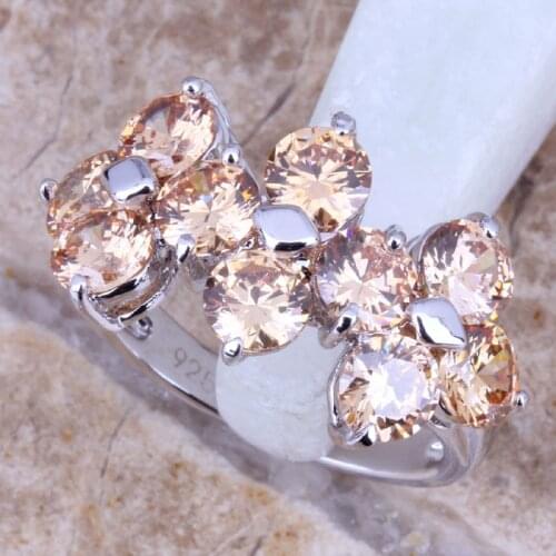 Precious Brown Morganite Silver Plated Womens Jewelry Ring Size 6 / 7 / 8 / 9 R0448