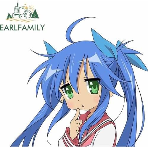 EARLFAMILY 13cm x 12cm For Anime Girls Lucky Star Fine Car Stickers Sunscreen Decal Graffiti Sticker Waterproof Custom Printing